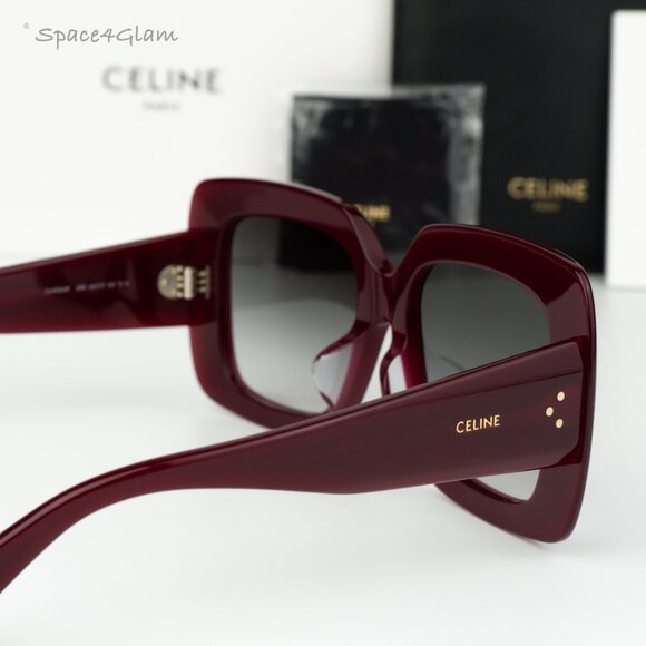 BRAND NEW Celine CL40263F 69B Shiny Bordeaux Gradient Smoke Geometric Sunglasses - Picture 5 of 8